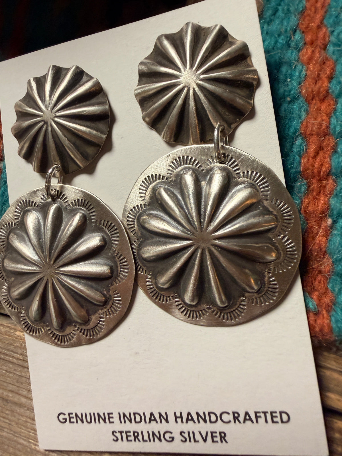 Handcrafted Sterling Silver Concho Dangle Earrings