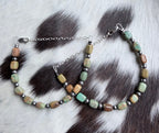 Polished Turquoise Bead and Sterling Pearl Bracelet