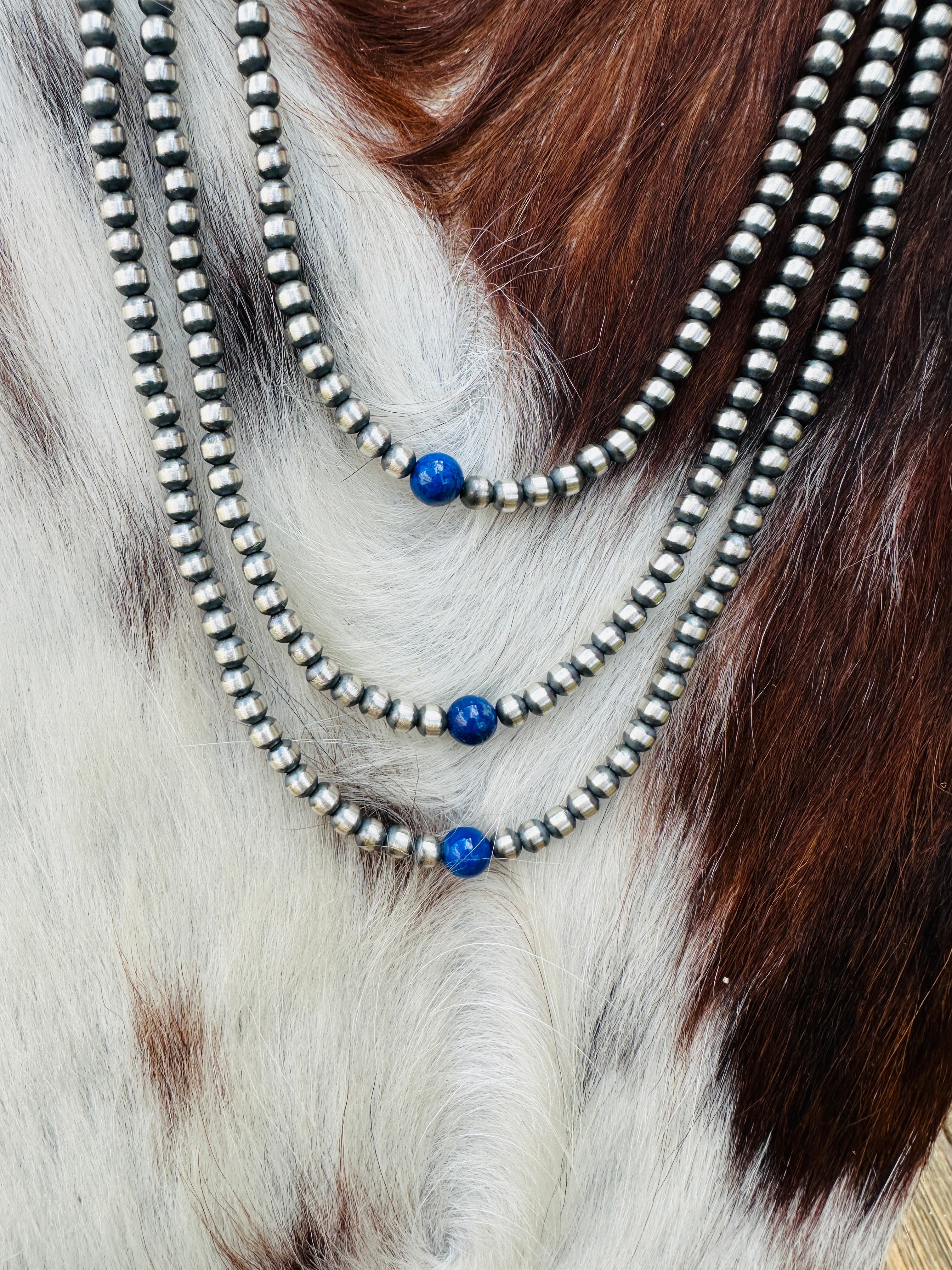 Handcrafted Lapis & Sterling Silver Pearl Beaded Necklace