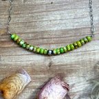 16” Green Variscite Paperclip Necklace – Sterling Silver Accent