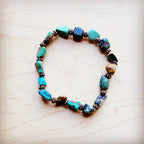 Genuine HuBei Natural Turquoise Beaded Bracelet w/ Copper 810g