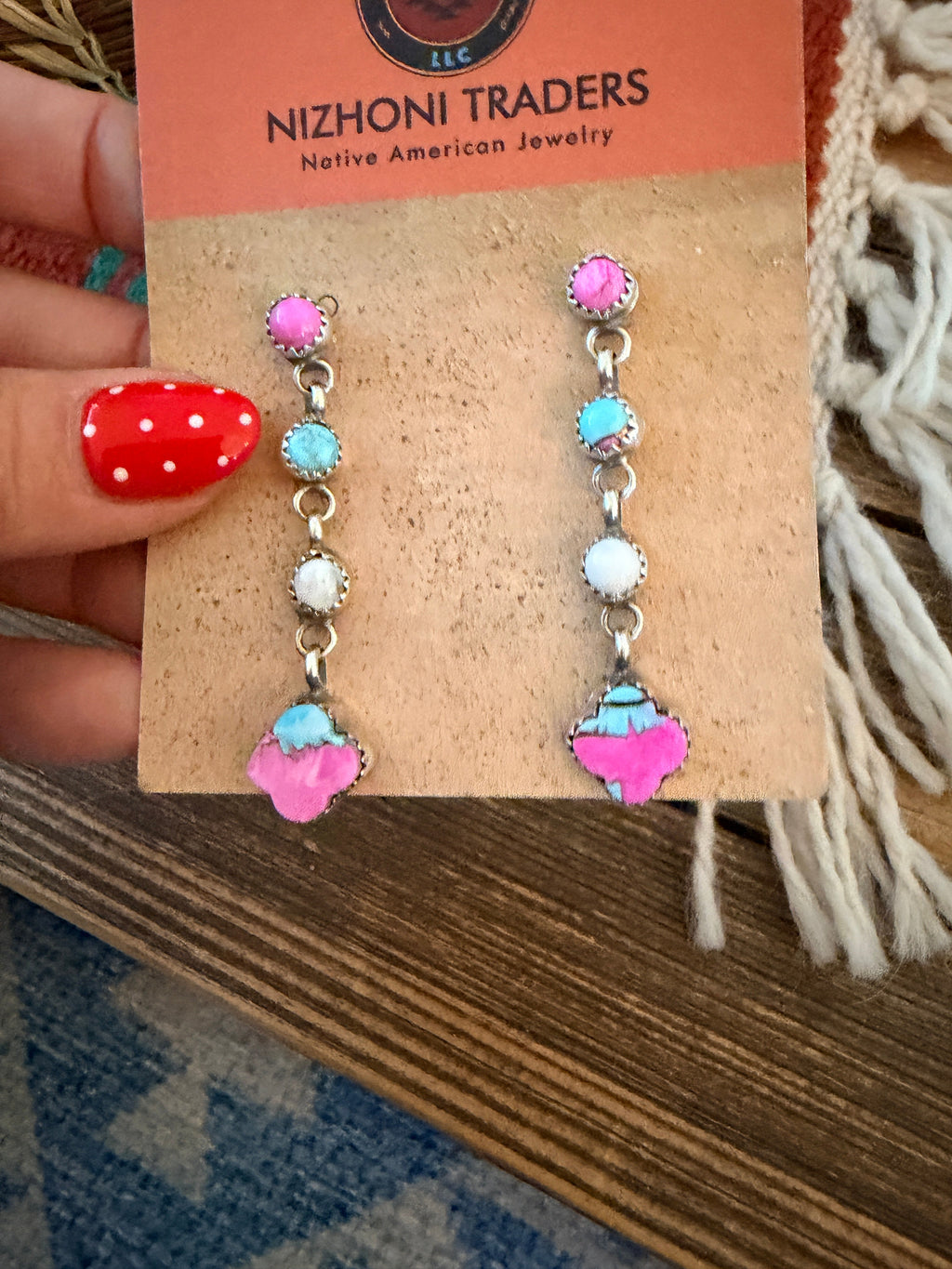 Handcrafted Cotton Candy & Sterling Silver Dangle Earrings
