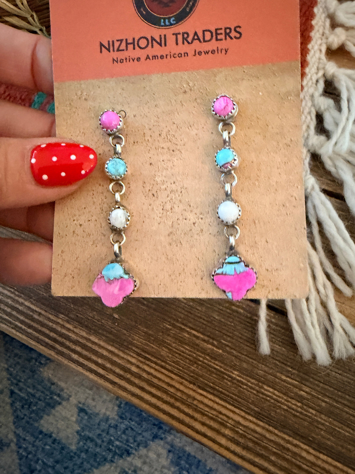 Handcrafted Cotton Candy & Sterling Silver Dangle Earrings
