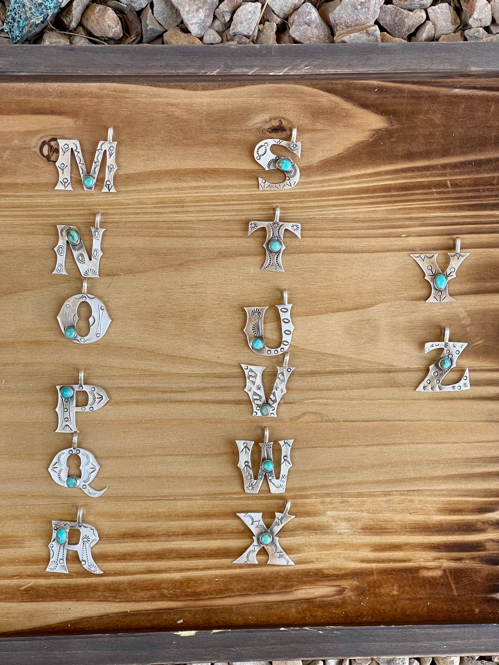 Handmade Sterling Silver and Turquoise Letter Pendant