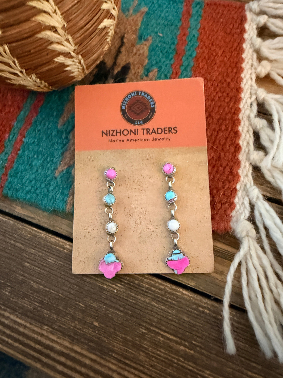 Handcrafted Cotton Candy & Sterling Silver Dangle Earrings