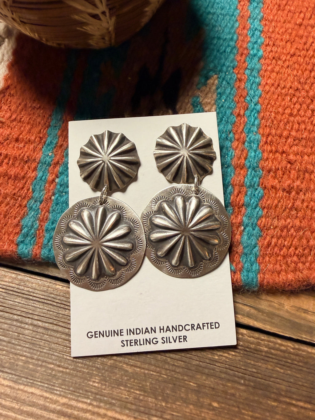 Handcrafted Sterling Silver Concho Dangle Earrings