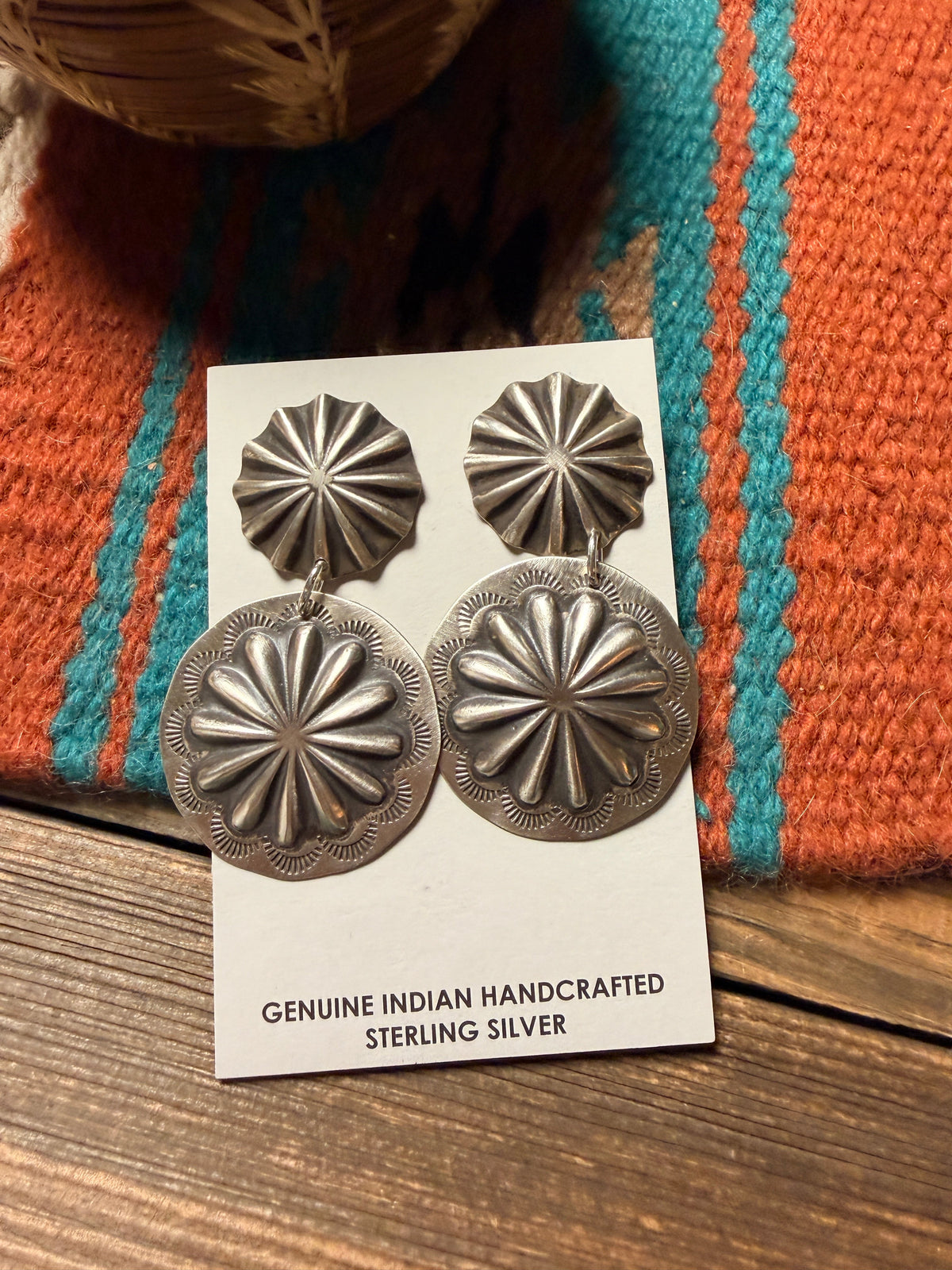 Handcrafted Sterling Silver Concho Dangle Earrings