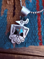 Handcrafted Sterling Silver & Turquoise Thunderbird Pendant by Chimney Butte