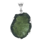 Starborn Natural Rough Moldavite Prong Set Pendant in Sterling Silver (30-39ct)