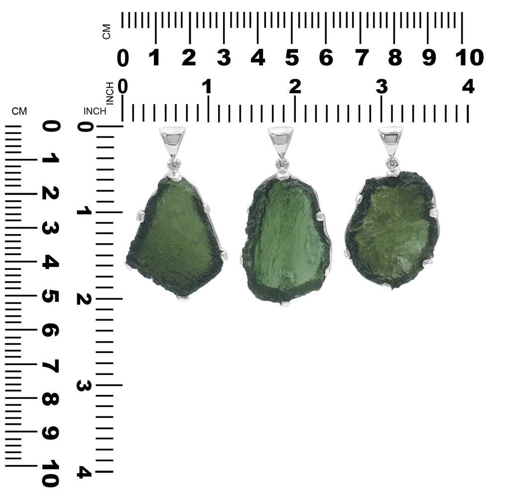Starborn Natural Rough Moldavite Prong Set Pendant in Sterling Silver (30-39ct)