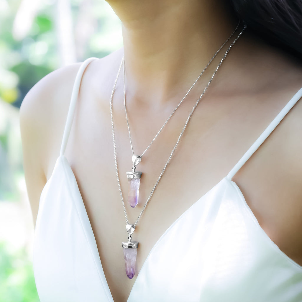 Starborn Vera Cruz Amethyst Crystal Point Pendant in Sterling Silver
