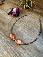 14" Spiny Oyster & Sterling Silver Pearl Choker – 3mm & 10mm