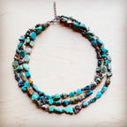 Genuine HuBei Turquoise & Copper Triple Strand Necklace 259t