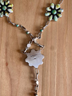 Handmade Sterling Silver & Palomino And Kingman Turquoise Cluster Lariat Necklace