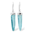 Starborn Aqua Aura Quartz Crystal Point Sterling Silver Drop Earrings
