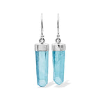 Starborn Aqua Aura Quartz Crystal Point Sterling Silver Drop Earrings