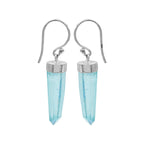 Starborn Aqua Aura Quartz Crystal Point Sterling Silver Drop Earrings