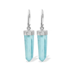 Starborn Aqua Aura Quartz Crystal Point Sterling Silver Drop Earrings