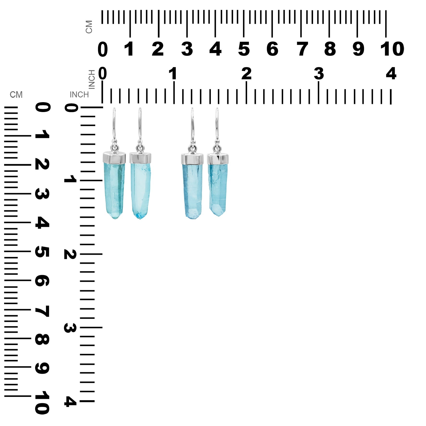 Starborn Aqua Aura Quartz Crystal Point Sterling Silver Drop Earrings