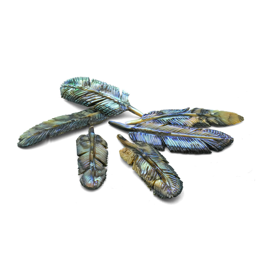 Starborn Hand Carved Abalone Shell Feathers 30-35 mm