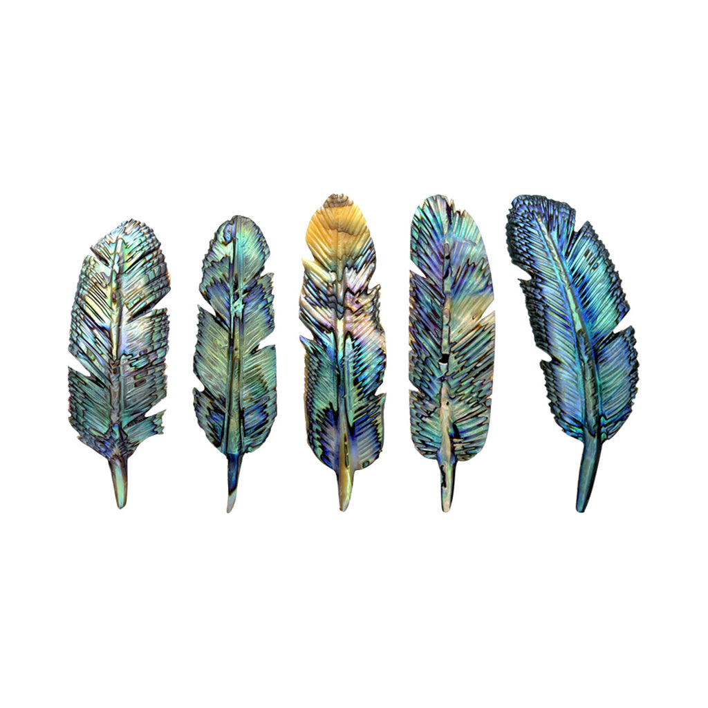 Starborn Hand Carved Abalone Shell Feathers 30-35 mm