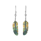 Starborn Carved Abalone Shell Feather Earrings in Sterling Silver