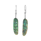 Starborn Carved Abalone Shell Feather Earrings in Sterling Silver