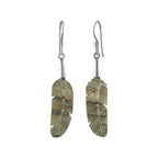 Starborn Carved Abalone Shell Feather Earrings in Sterling Silver