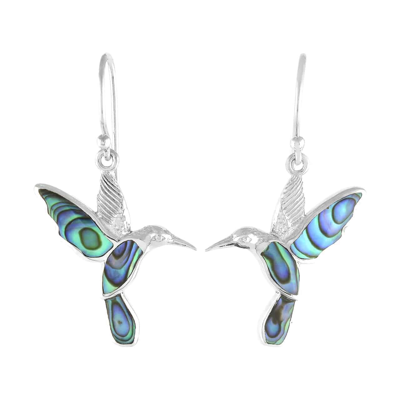 Starborn Abalone Shell Hummingbird Earrings in Sterling Silver
