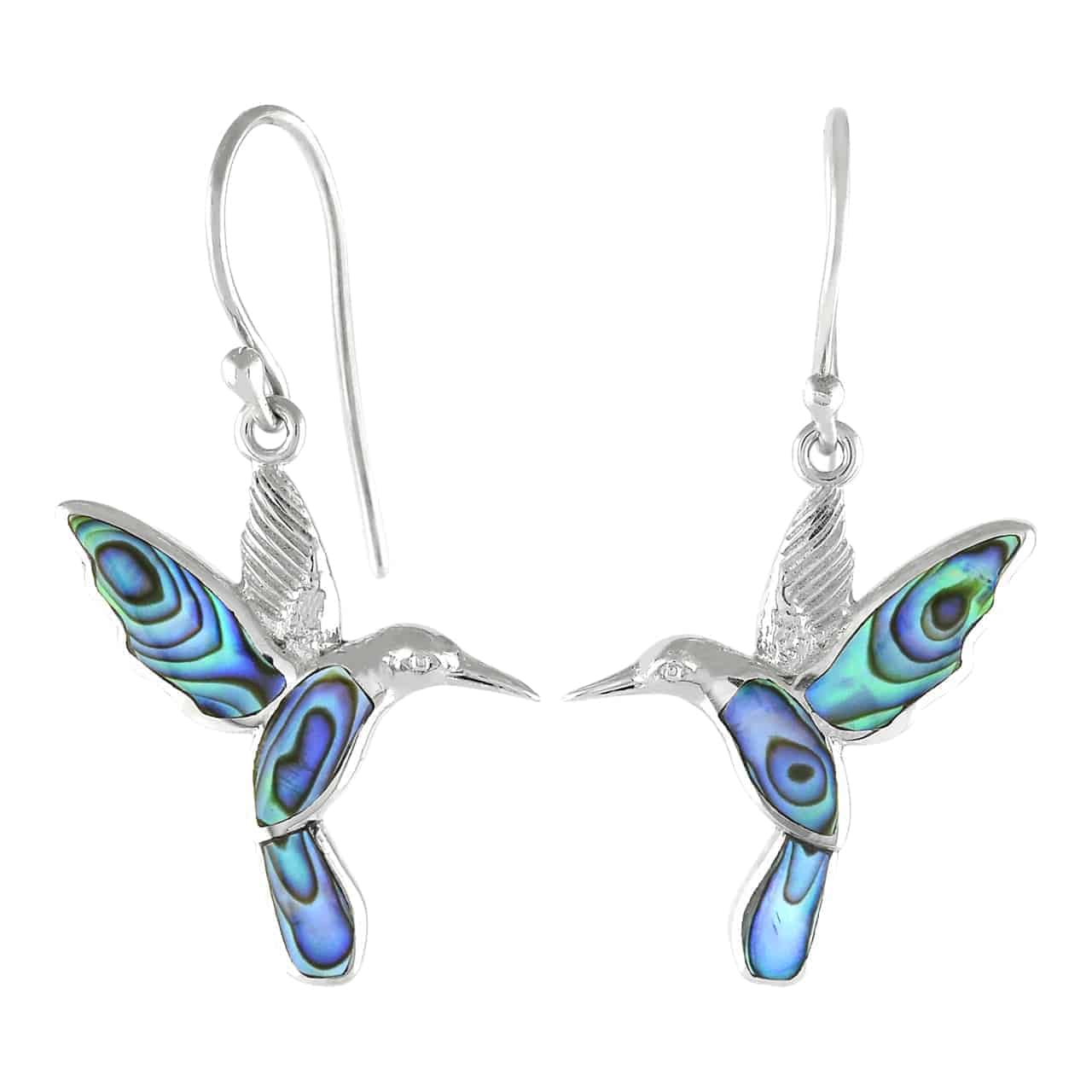 Starborn Abalone Shell Hummingbird Earrings in Sterling Silver