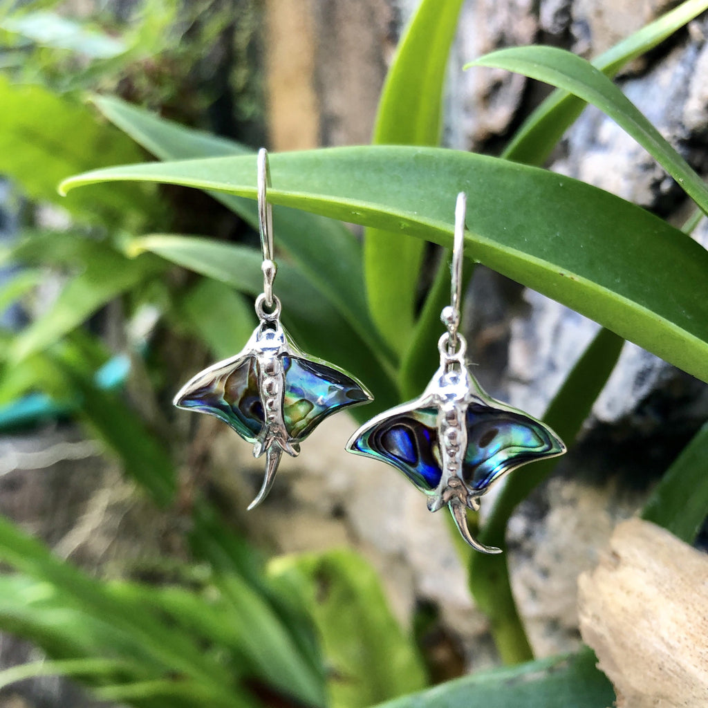 Starborn Gemstone Manta Ray Earrings in Sterling Silver
