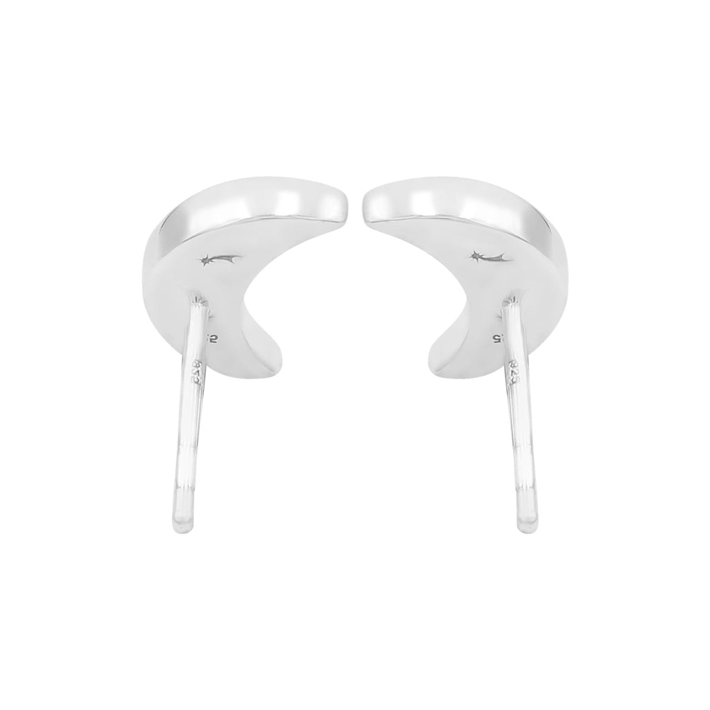 Starborn Gemstone Crescent Moon Post Style Earrings in Sterling Silver