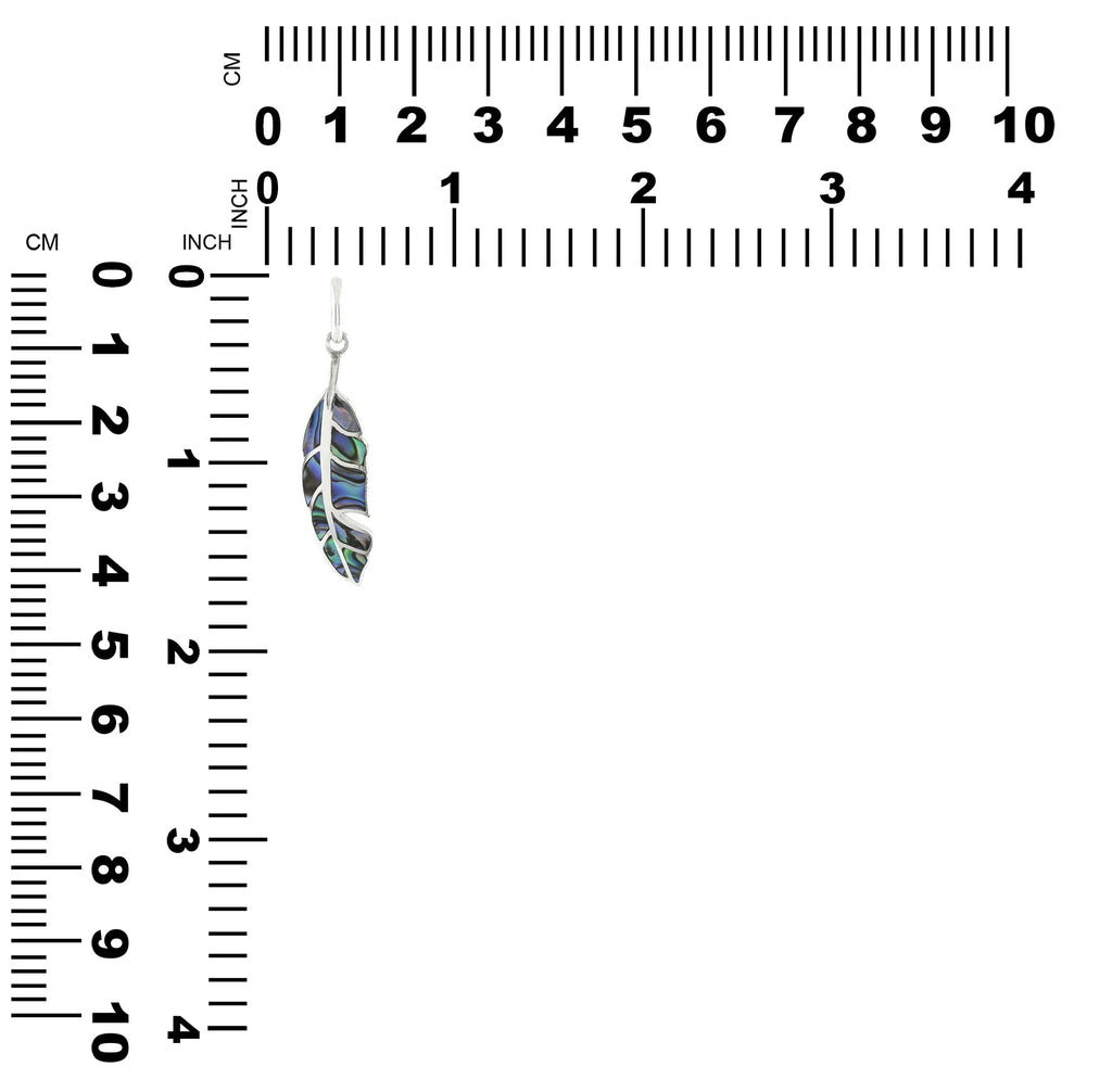 Starborn Abalone Shell Inlay Feather Pendant in Sterling Silver