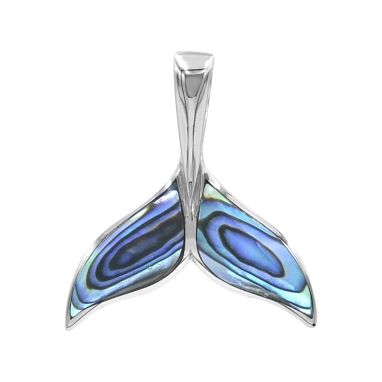 Starborn Abalone Whale Tail Pendant in Sterling Silver