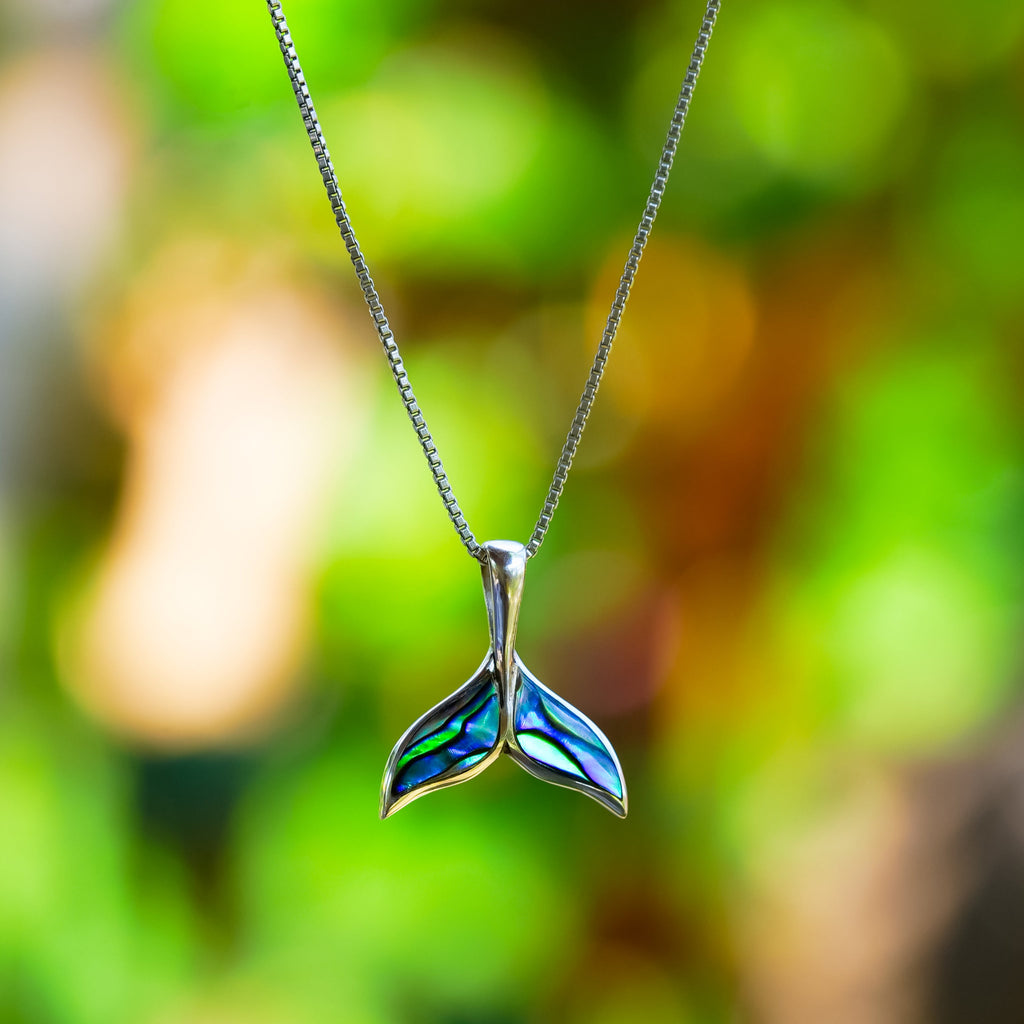 Starborn Abalone Whale Tail Pendant in Sterling Silver