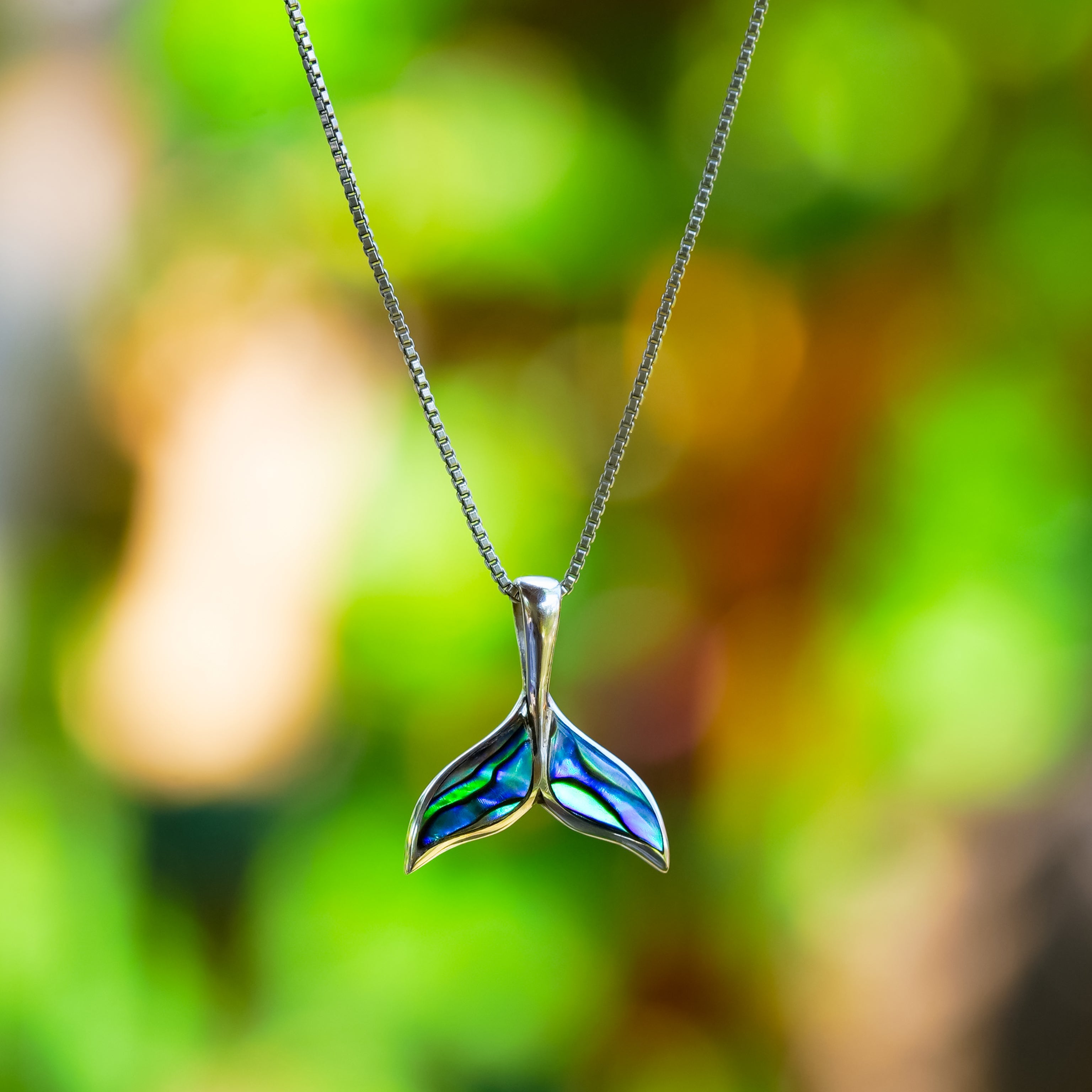Starborn Abalone Whale Tail Pendant in Sterling Silver