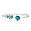 Starborn Open Bangle Bracelet with Moon Phase Gemstone Design in Sterling Silver