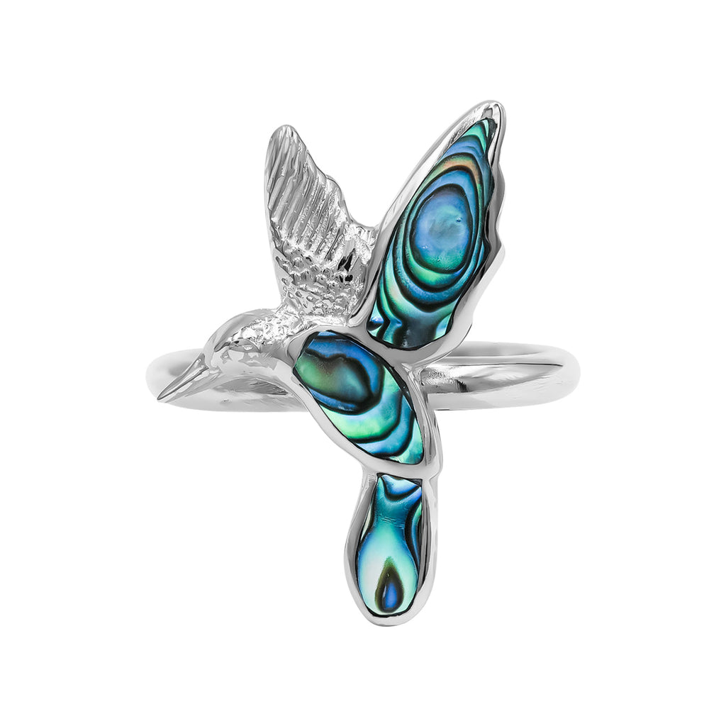 Starborn Abalone Shell Hummingbird Ring in Sterling Silver