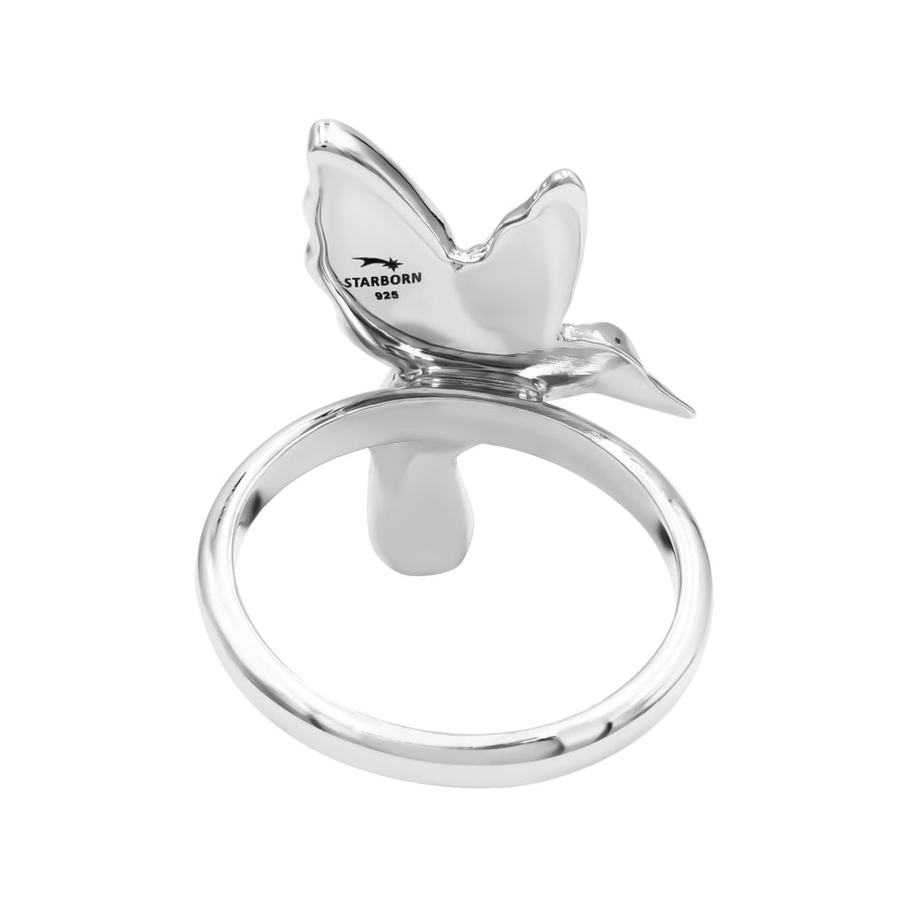 Starborn Abalone Shell Hummingbird Ring in Sterling Silver