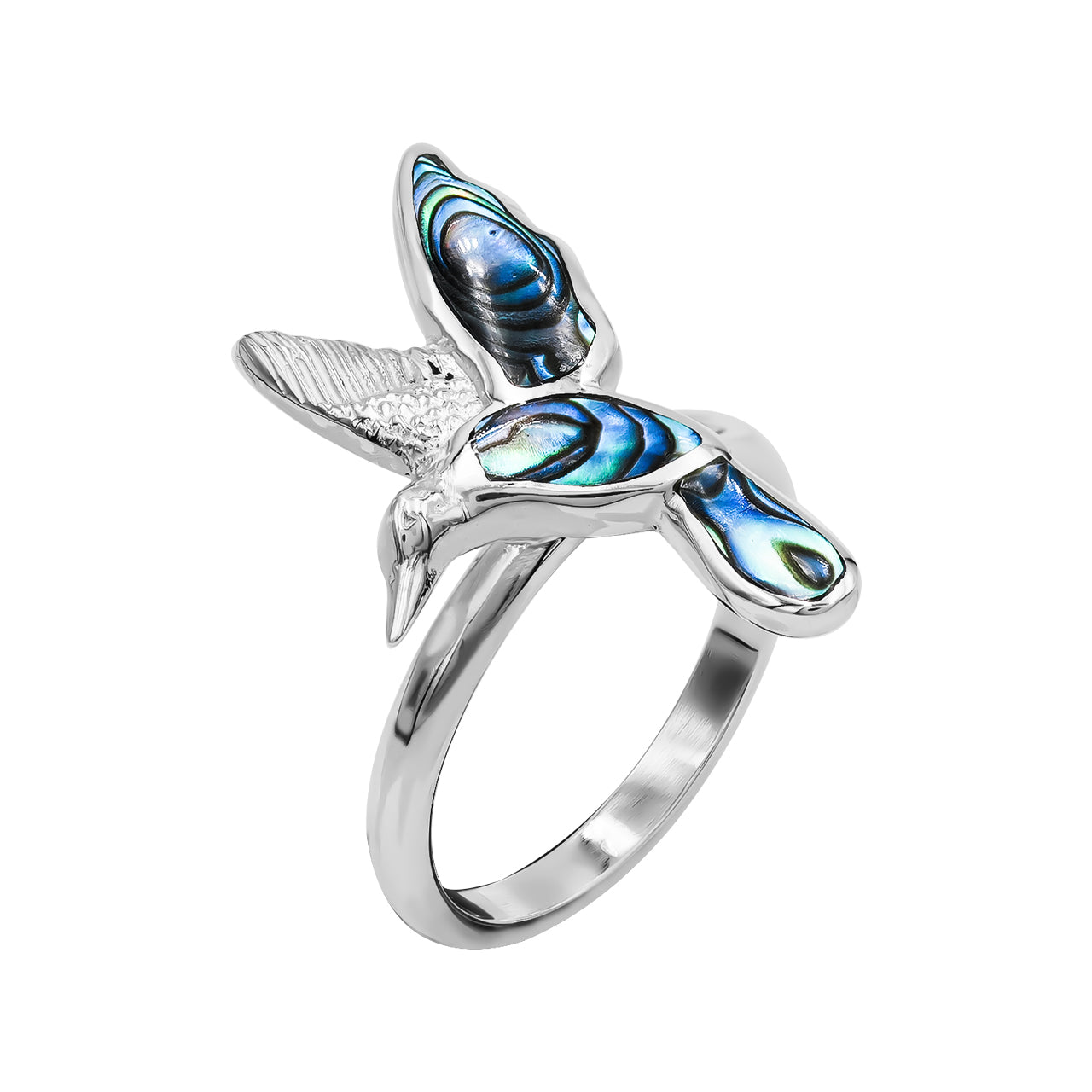 Starborn Abalone Shell Hummingbird Ring in Sterling Silver