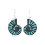 Starborn Turquoise Inlaid Black Ammonite Earrings in Sterling Silver