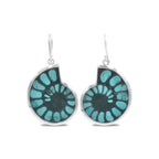 Starborn Turquoise Inlaid Black Ammonite Earrings in Sterling Silver