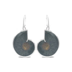 Starborn Turquoise Inlaid Black Ammonite Earrings in Sterling Silver