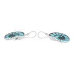 Starborn Turquoise Inlaid Black Ammonite Earrings in Sterling Silver
