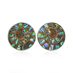 Starborn Ammonite with Abalone Shell Inlay Post Style Earrings in Sterling Silver