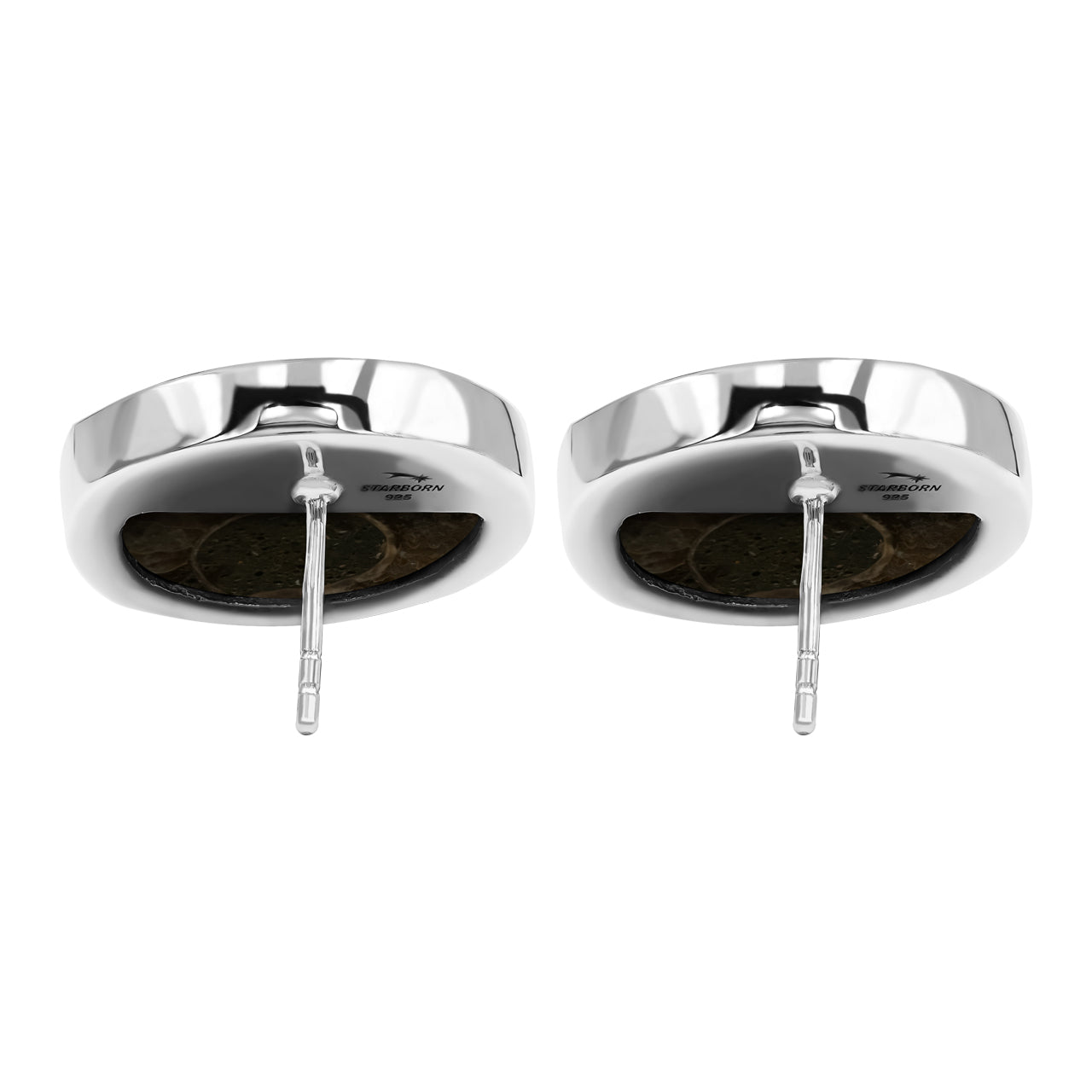 Starborn Ammonite with Abalone Shell Inlay Post Style Earrings in Sterling Silver