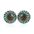 Starborn Ammonite with Sleeping Beauty Turquoise Inlay Post Earrings in Sterling Silver