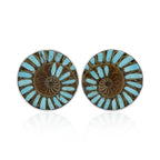 Starborn Ammonite with Sleeping Beauty Turquoise Inlay Post Earrings in Sterling Silver