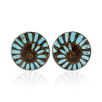 Starborn Ammonite with Sleeping Beauty Turquoise Inlay Post Earrings in Sterling Silver