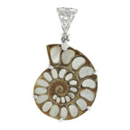 Starborn Ammonite with Mother of Pearl Inlay, Prong Set Pendant